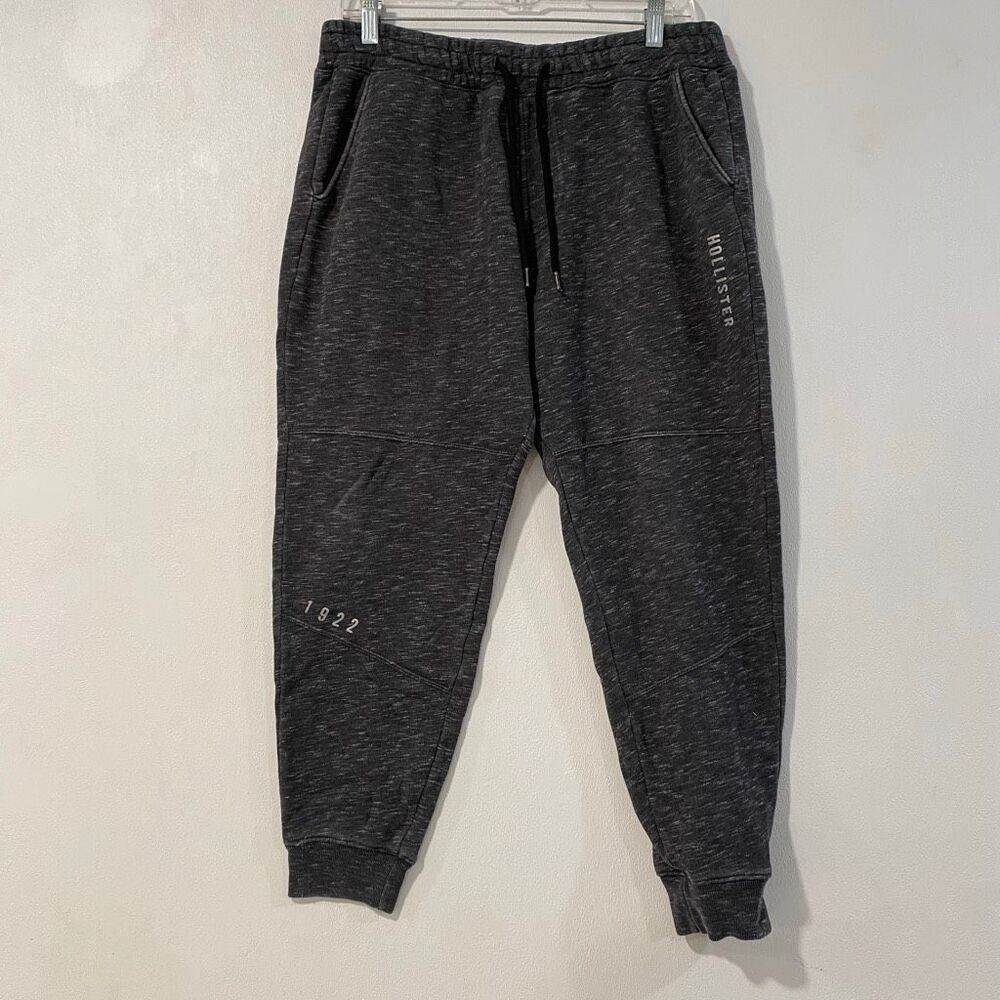 Hollister Medium Gray Fleece Jogger Sweatpants 1922 Logo Athletic Lounge